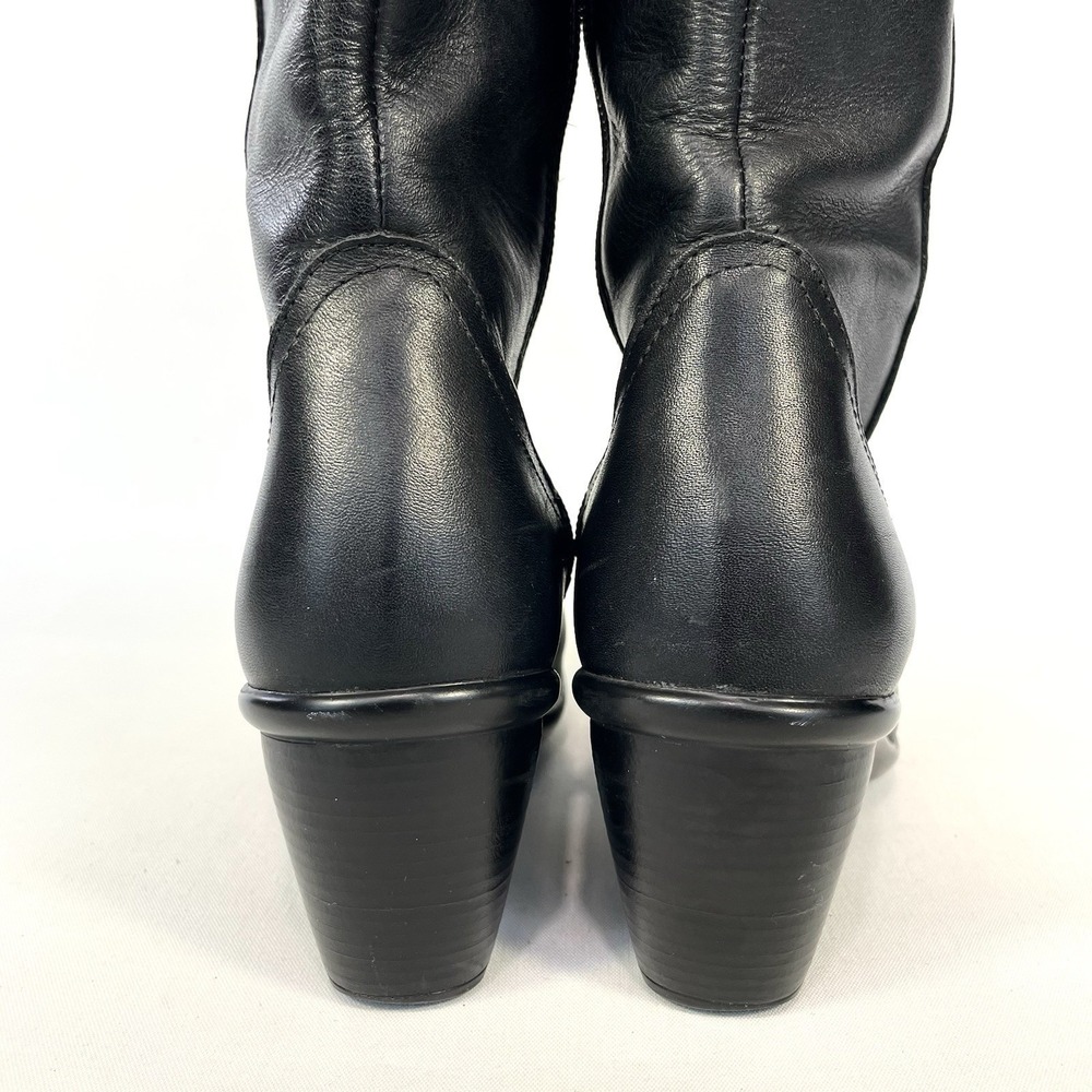 Dansko Risa Black Leather Tall Boots Womens 38 US 7.5-8 Heeled Zip - Picture 7 of 11